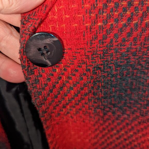 Vintage 90's Buffalo Plaid Blazer One Button Women's Red & Black - Picture 4 of 7